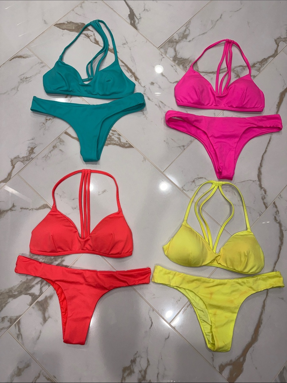Plumeria Swimwear Strappy Bikini Sets - 4 Bikinis